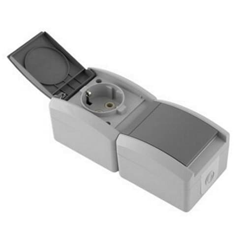 Utičnica dupla okomita polikarbonat siva SET-Q OG