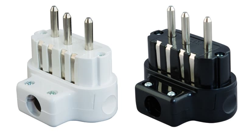 Utikač tropolni L crni PVC