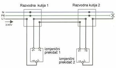 Spajanje izmjeničnih prekidača